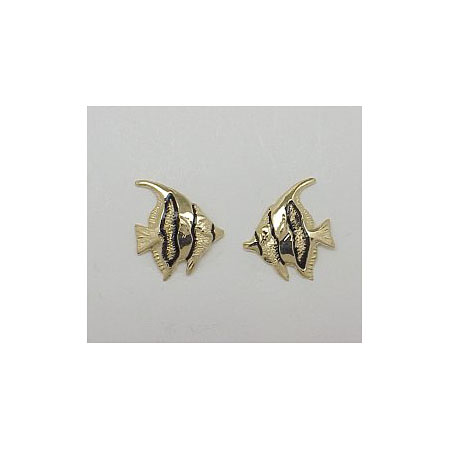 14k Gold Tropical Fish Post Earrings 2.1g